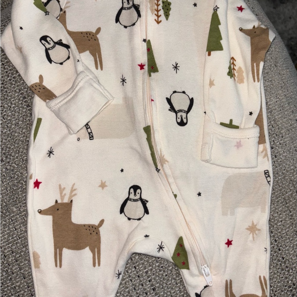 Adorable Cream Baby Onesie with Animal Print